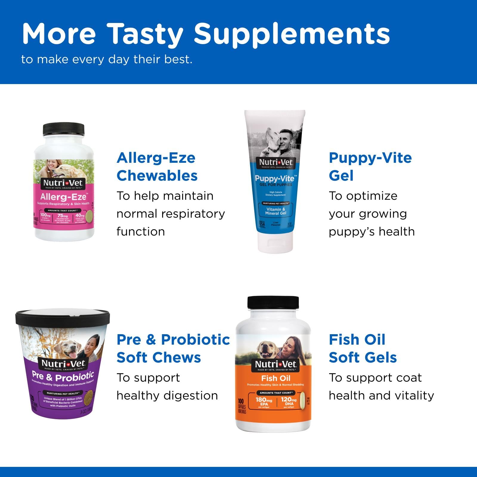 Nutri-Vet Puppy-Vite bottle open with chews ready to serve.