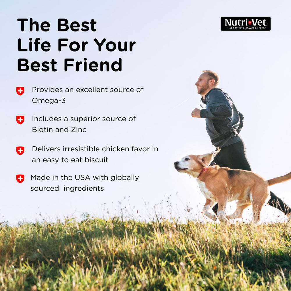 Nutri-Vet ingredients include oats, sweet potato, flaxseed and chia for balanced nourishment.