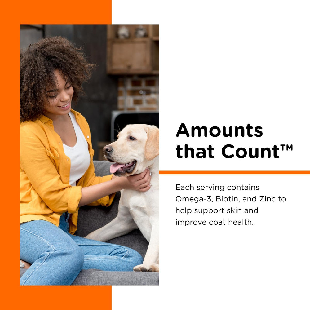 Nutri-Vet Skin & Coat Biscuits omega-3 rich formula promotes healthy coat.