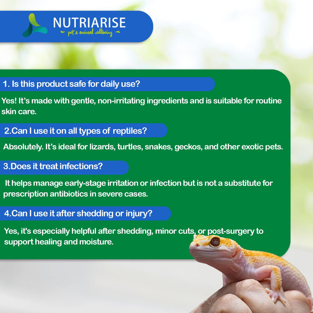 Nutriarise is trusted by exotic pet owners for gentle skin support routines.