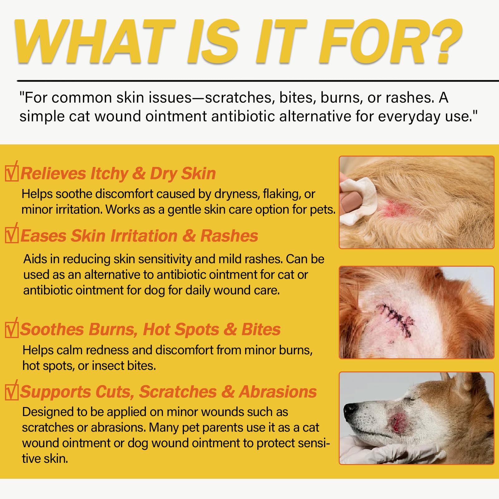 Nutriarise ointment being applied on a dog's skin for quick relief.