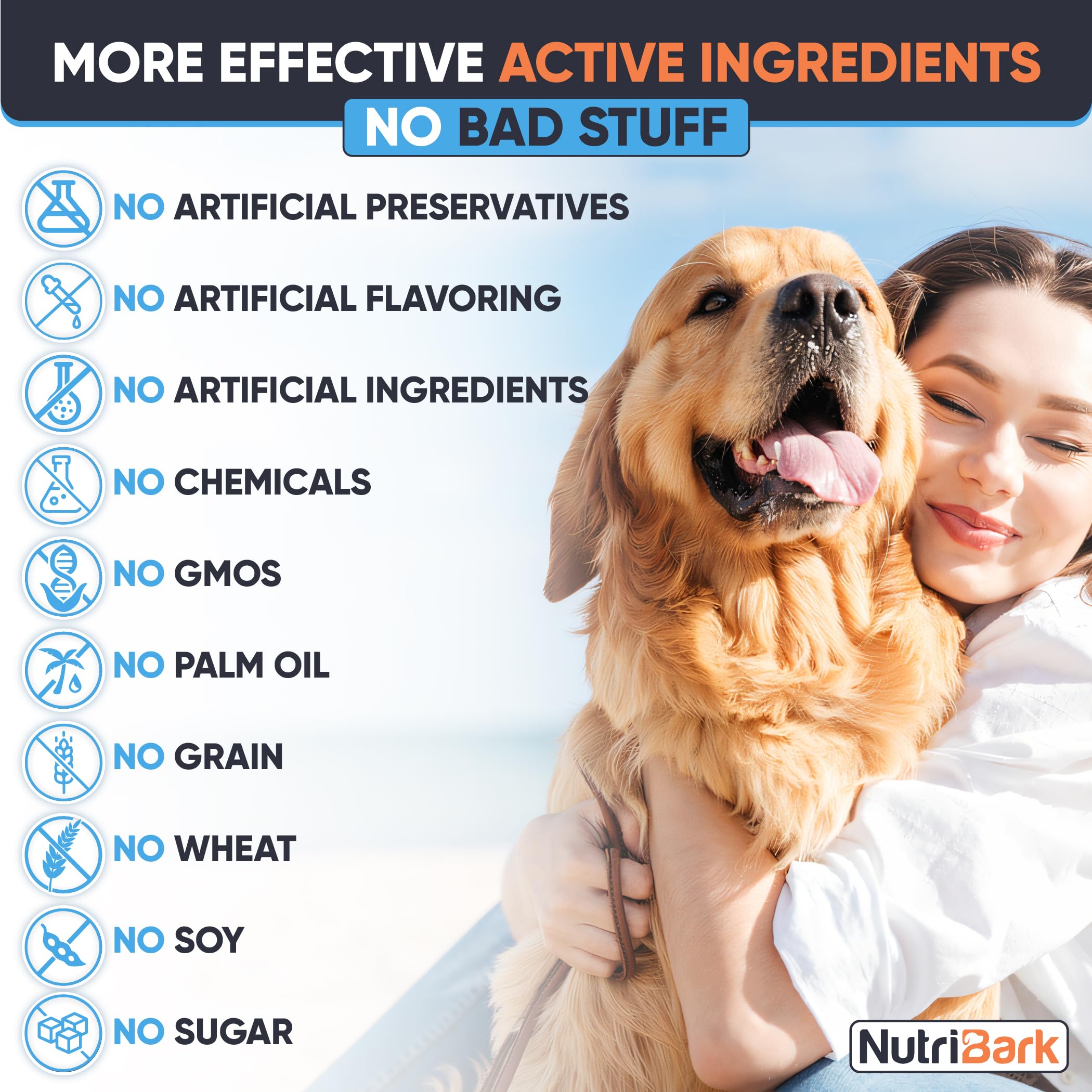 Nutribark omega turmeric dog ingredients on display