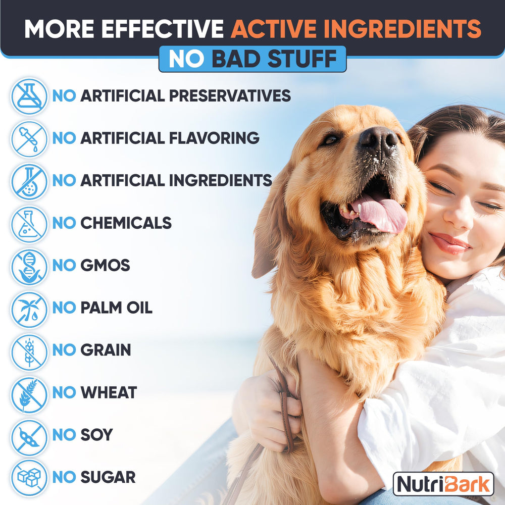 Nutribark omega turmeric dog ingredients on display