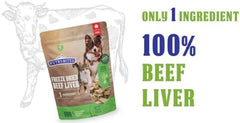 Nutribite beef liver freeze dried crispy chunks on scoop for training reward.