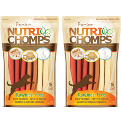 NutriChomps 5-inch twists with chicken, peanut butter, and milk flavor for tasty, long-lasting chewing