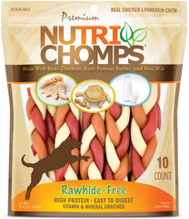 NutriChomps braid 6-inch chicken peanut butter flavor chew for dogs.