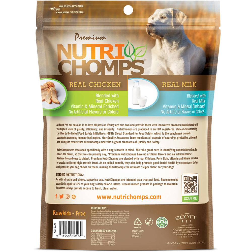 Dog chewing NutriChomps braid to promote dental-friendly chewing