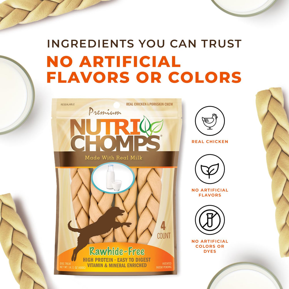 NutriChomps 4-count Milk flavor packaging on display
