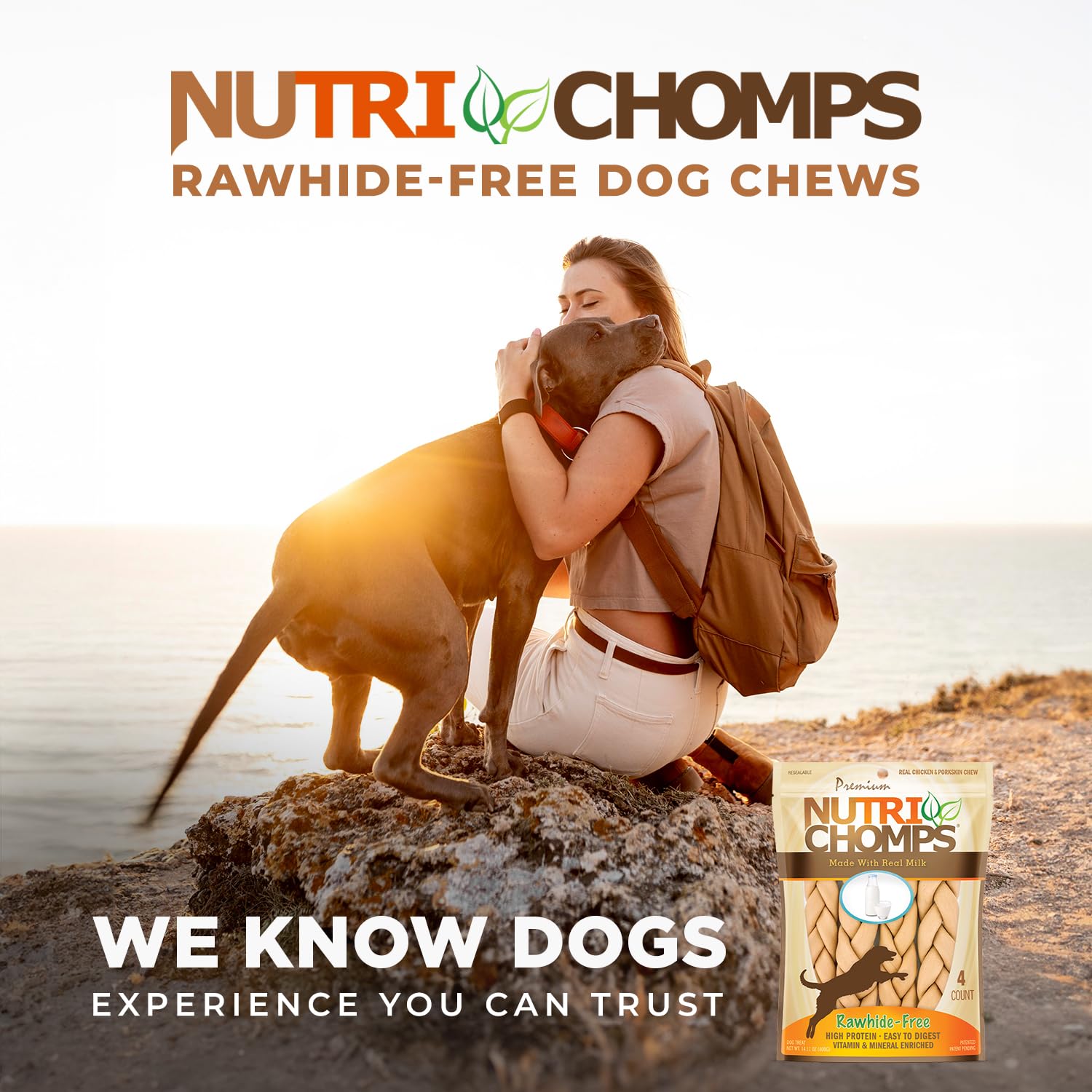 NutriChomps packaging emphasizing fortified vitamins and minerals