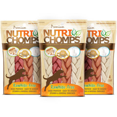 NutriChomps braids with oven-roasted chicken flavor, a tasty, digestible chew for dogs