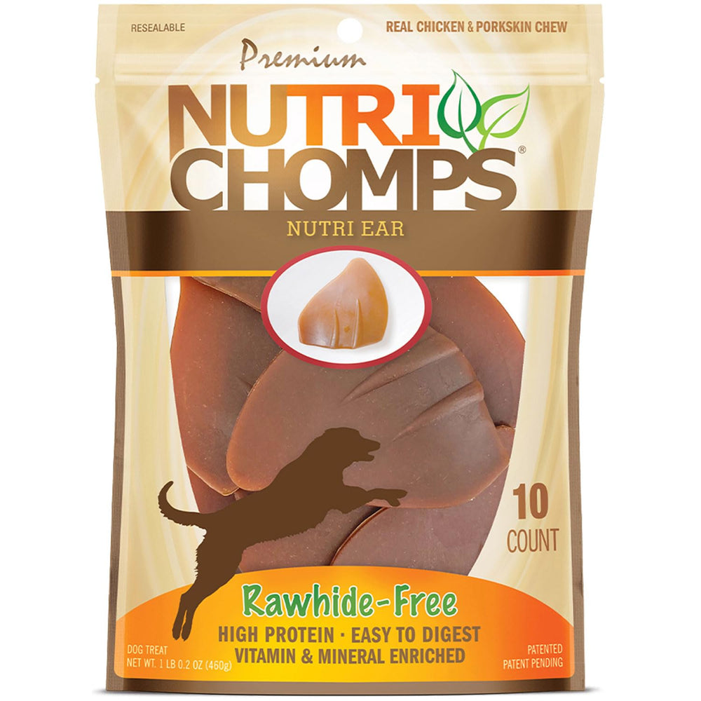 NutriChomps ear-shaped chew pack promotes dental hygiene while entertaining dogs.