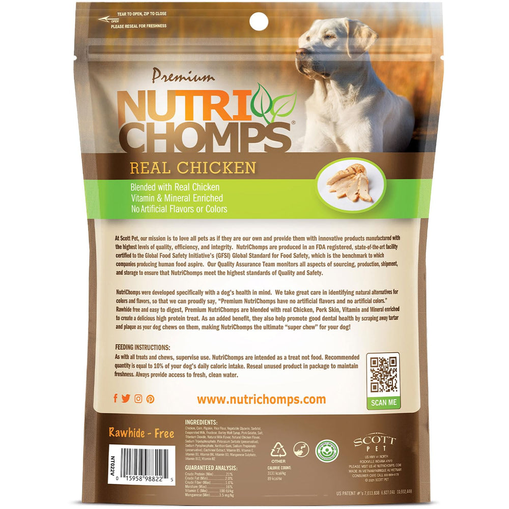 NutriChomps flavors oven roasted chicken peanut butter and milk.