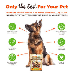 NutriChomps knot chew peanut-butter-milk emphasizes irresistible taste for pups