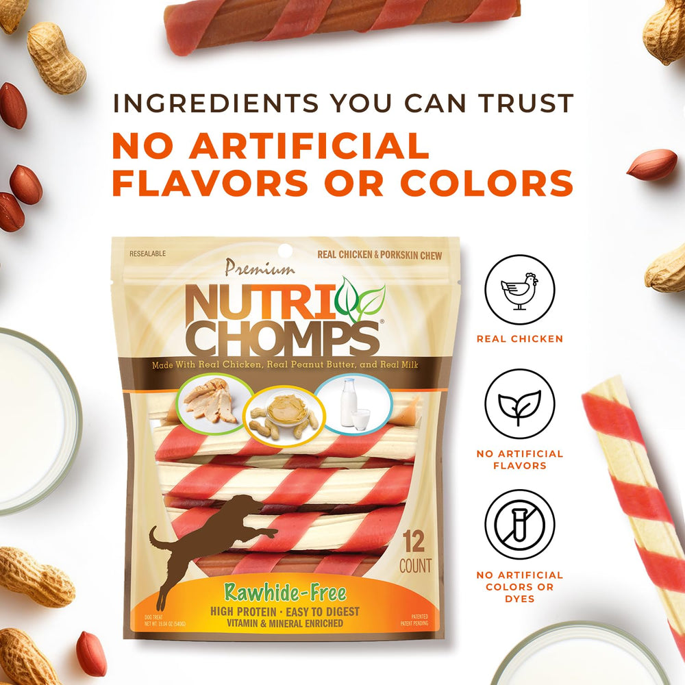 NutriChomps milk flavor twists provide creamy goodness for dogs with a smooth chew.
