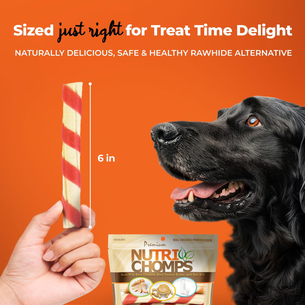 NutriChomps peanut butter flavor chews offer irresistible aroma and tasty protein.
