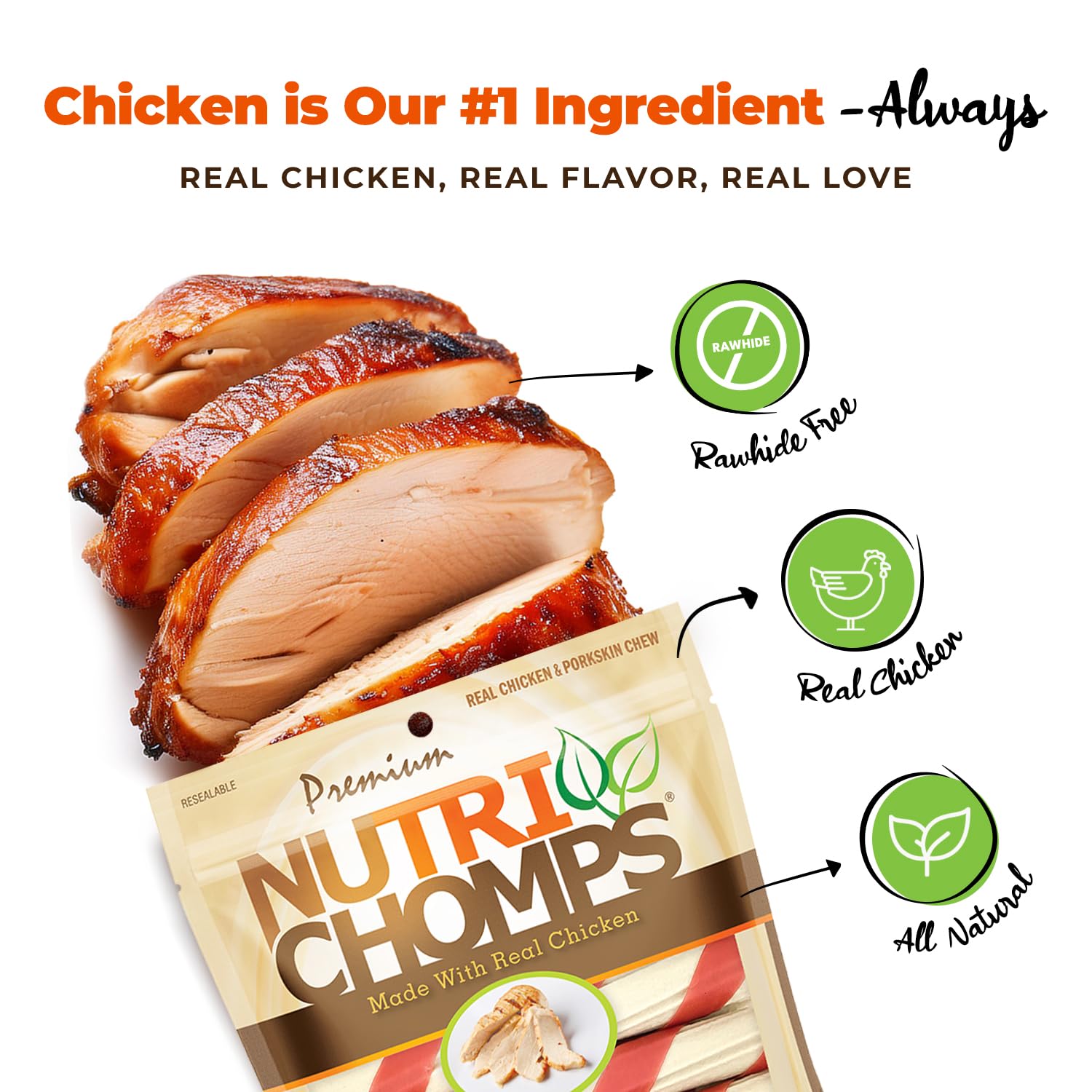 NutriChomps rawhide-free dog treat promotes easy digestion