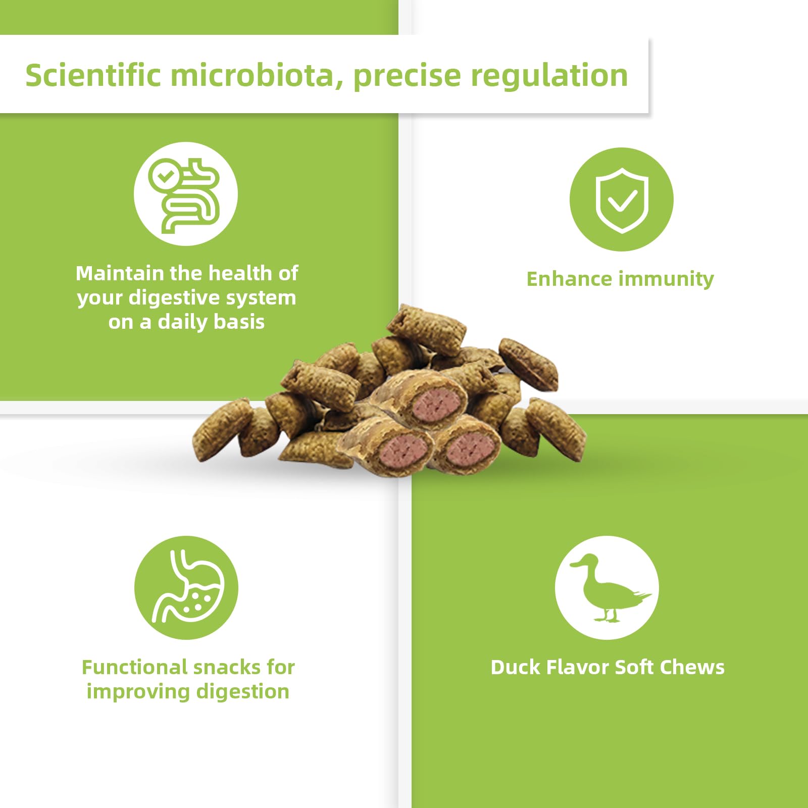 Nutridog Cat Probiotic six-strain power highlighting diverse gut flora support.