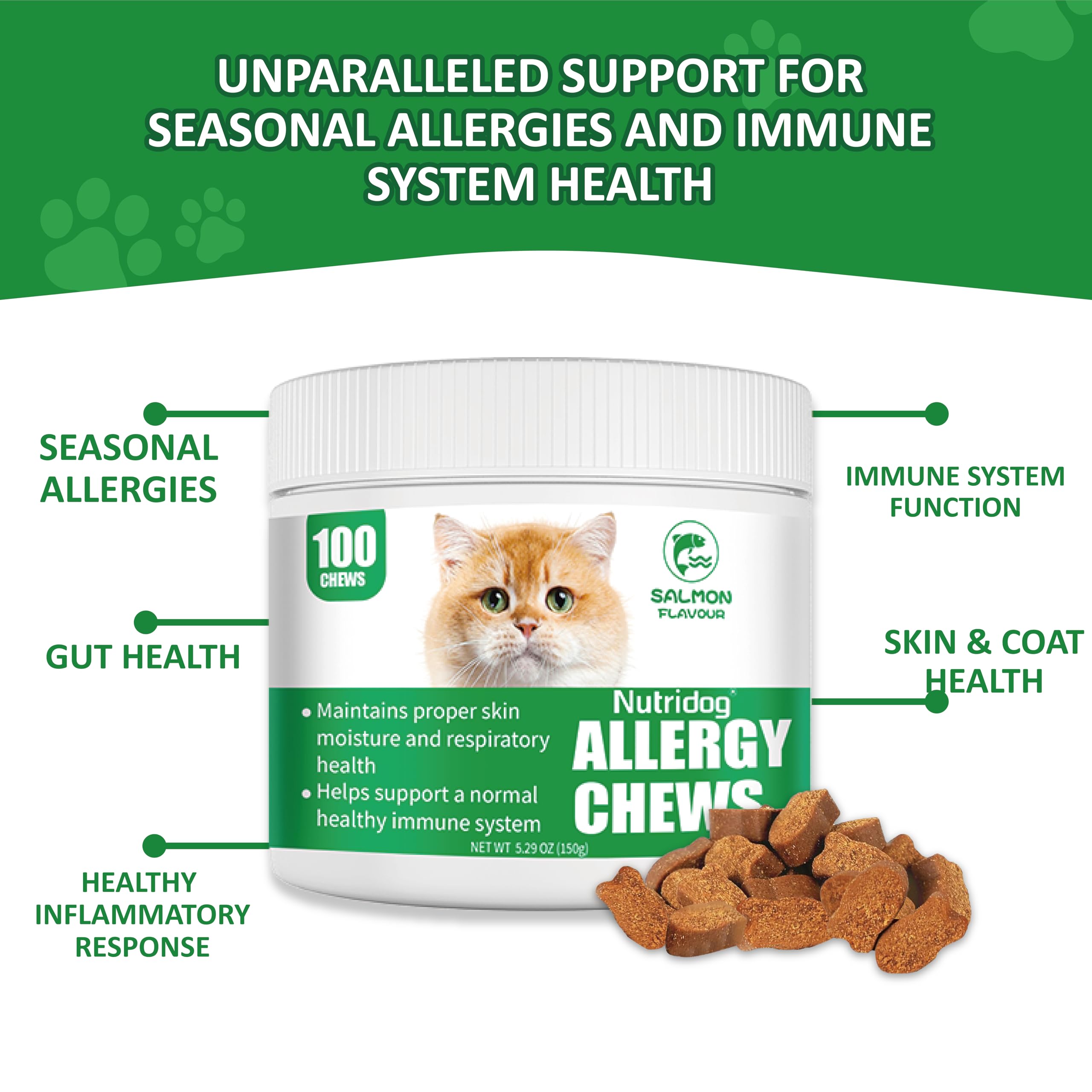 Nutridog probiotic label showing 5-strain blend for gut health
