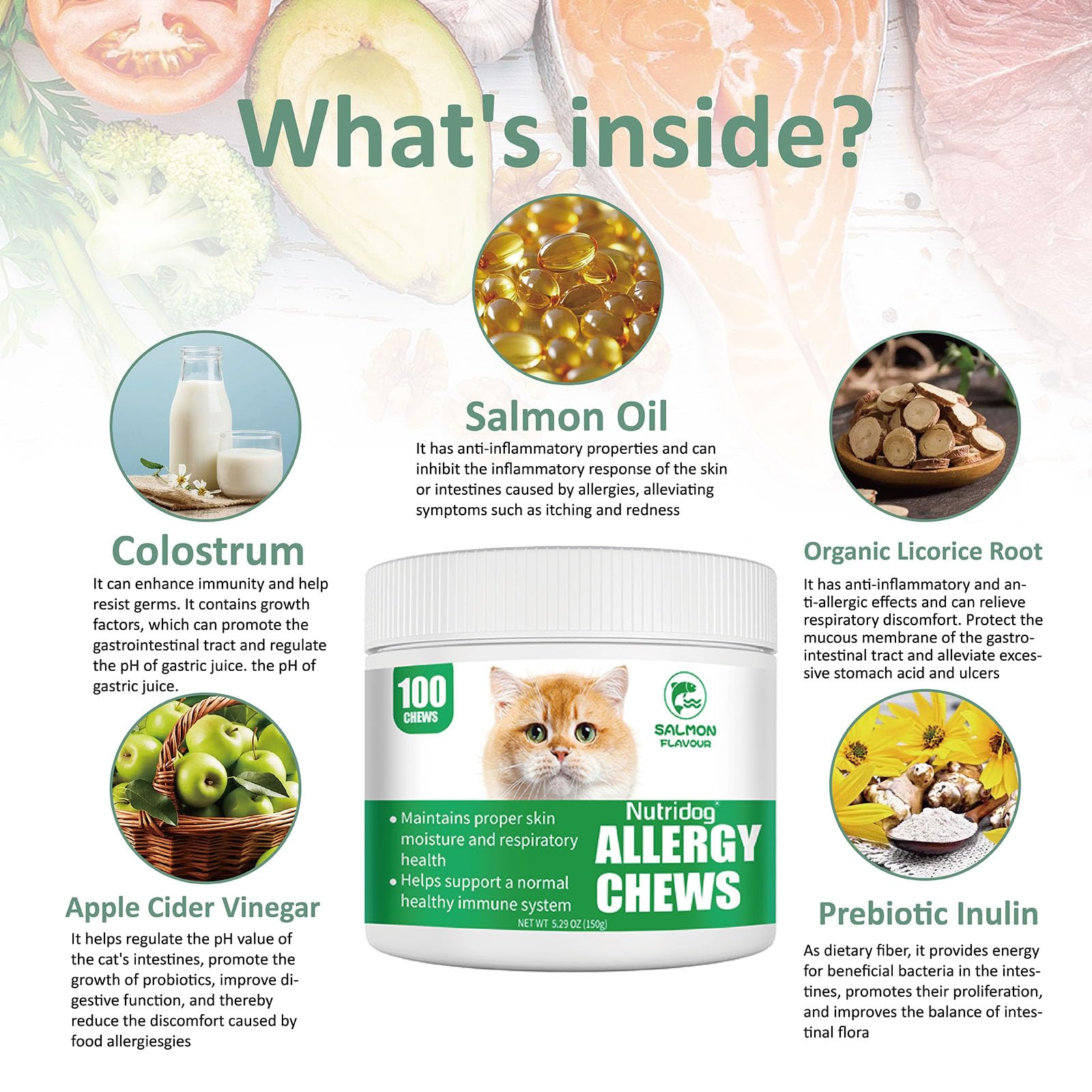 Nutridog salmon-flavor soft chews close-up appealing taste for picky cats