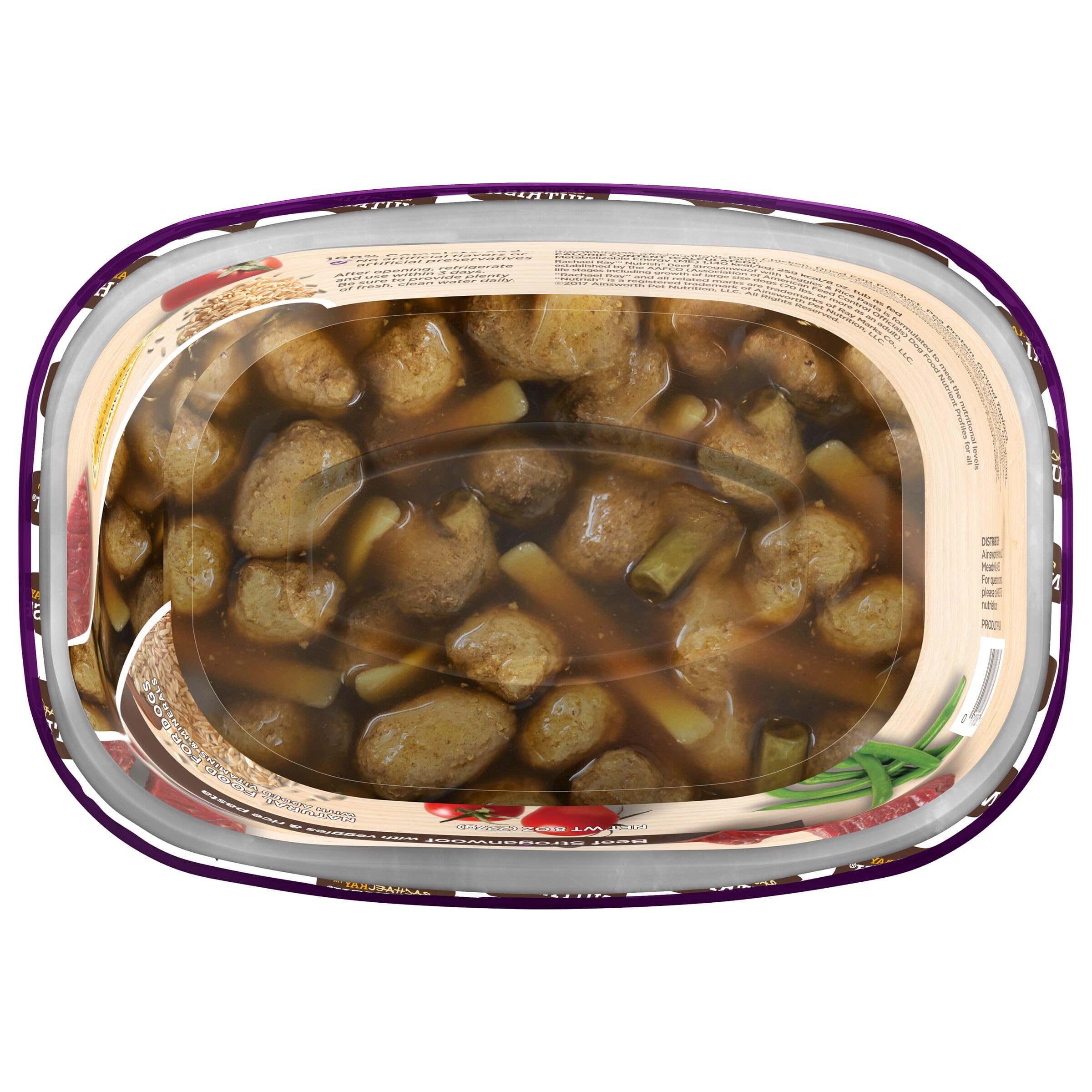 Nutrish Beef Stroganwoof tub with savory gravy for a hearty finish.