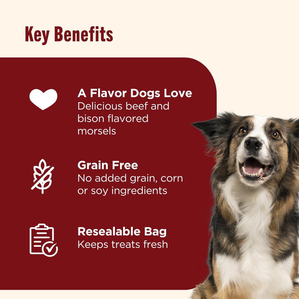 Nutrish Burger Bites soft treats ideal for training or everyday snacking.