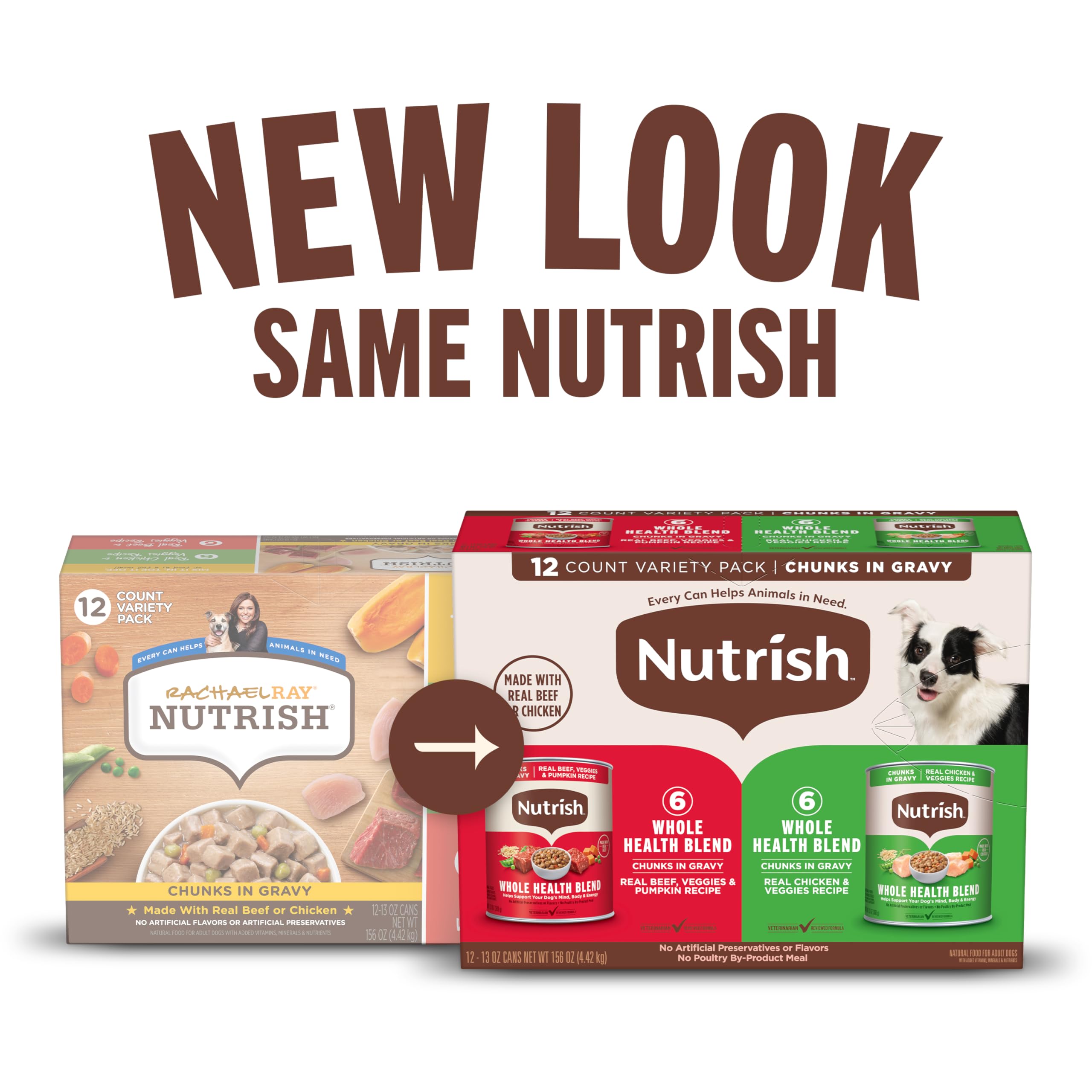 Nutrish chunks in gravy beef can close-up highlighting lean protein.