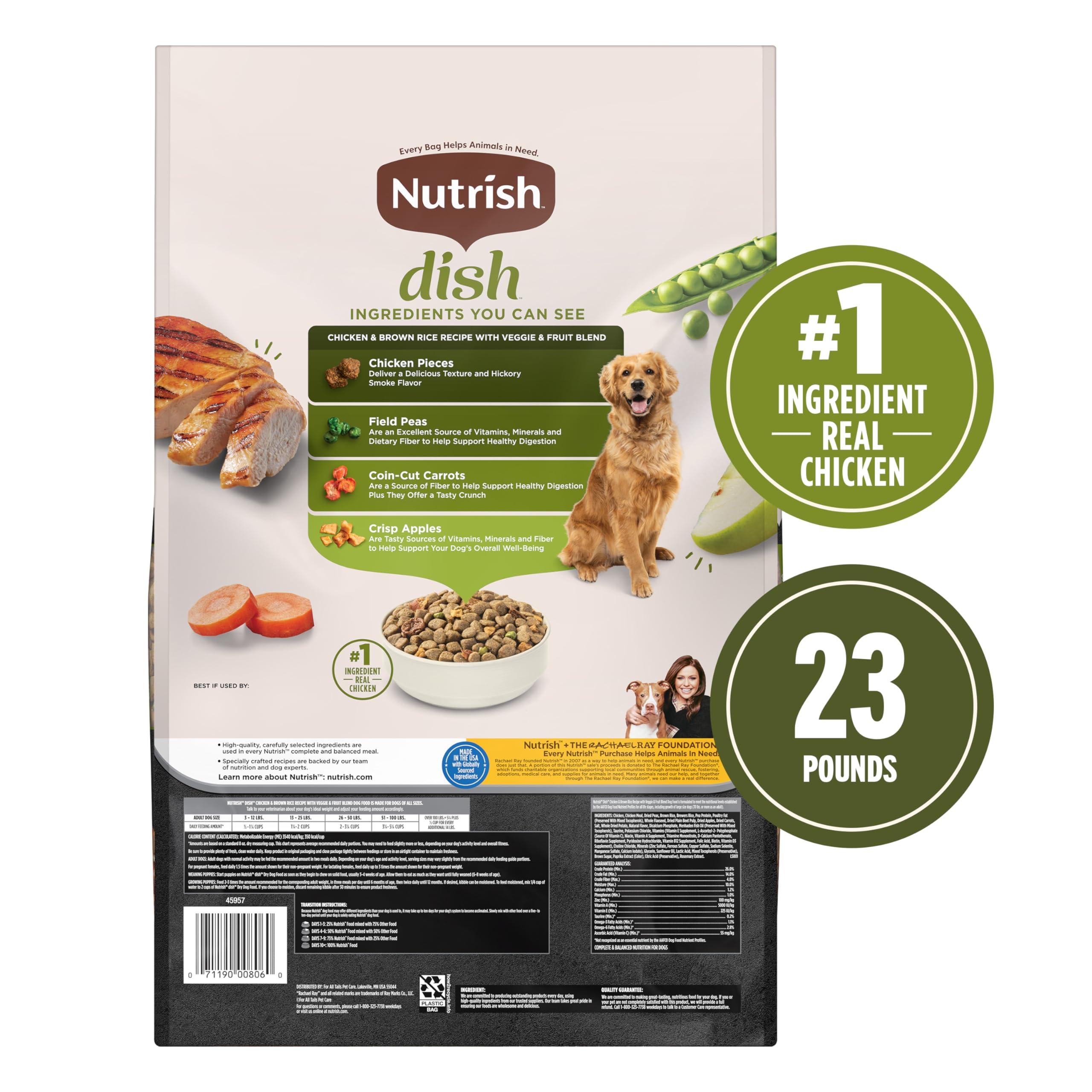 Nutrish Dish coin-cut carrots; fiber helps healthy digestion and crunch