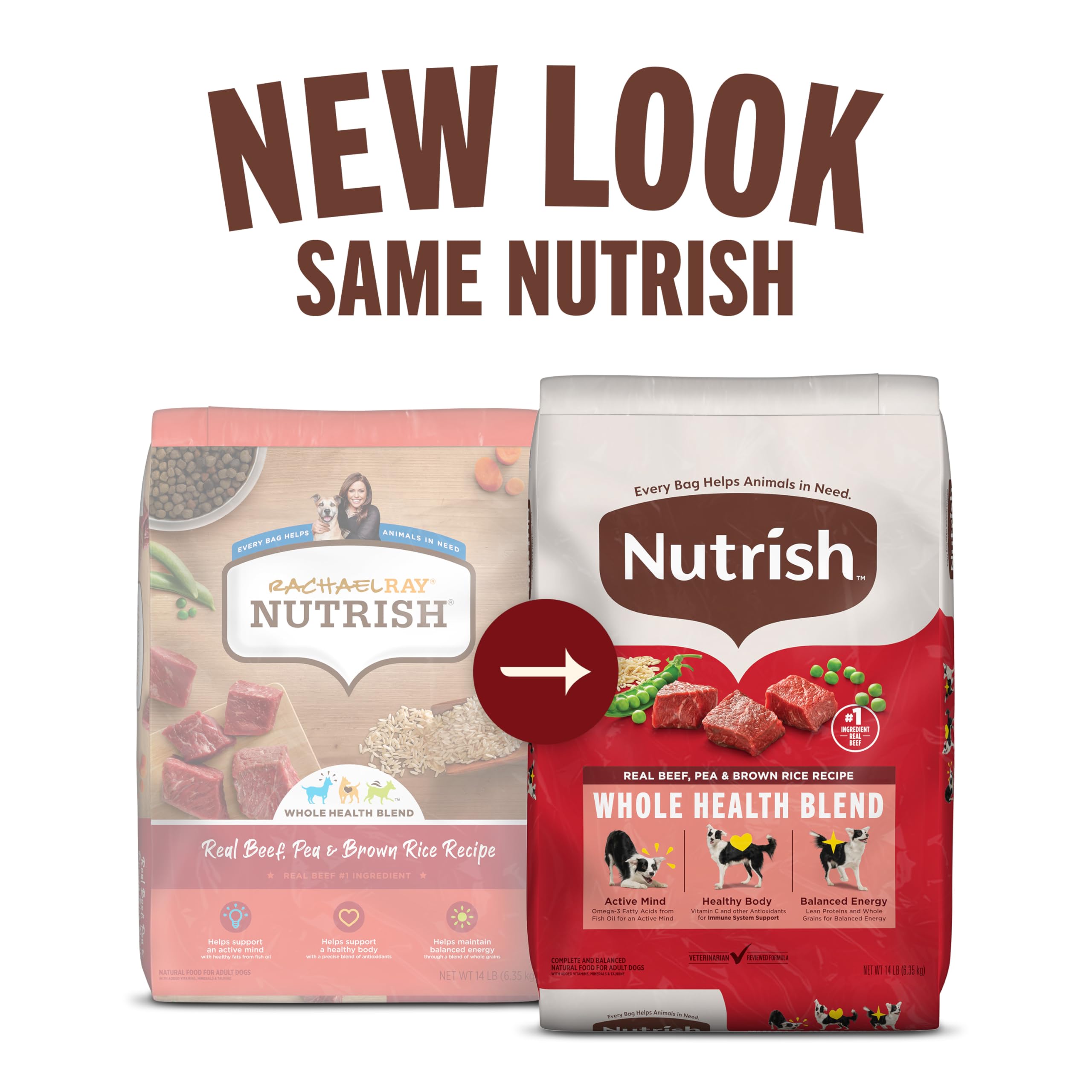 Nutrish real beef kibble close-up highlighting tasty beef flavor for dogs