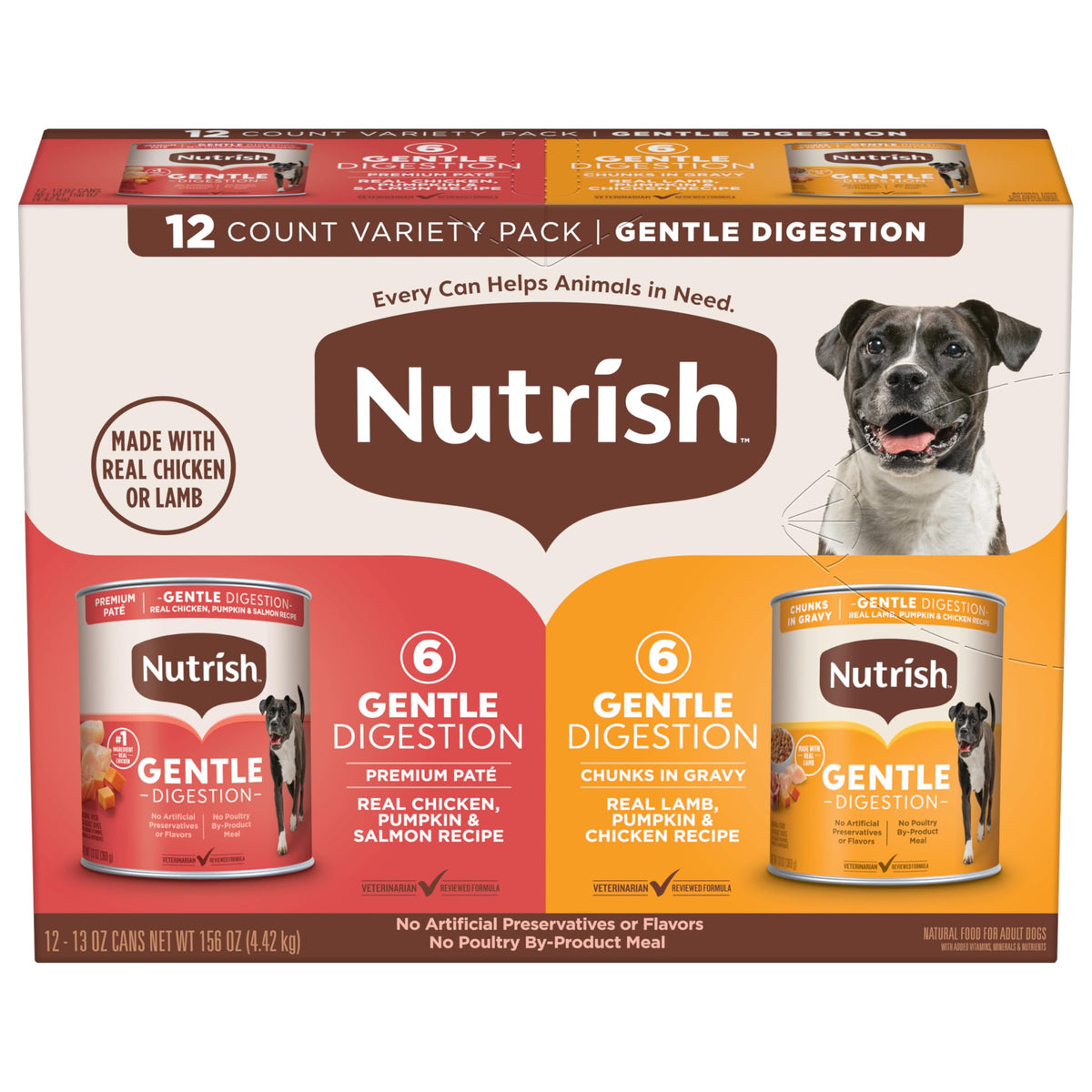 Nutrish Gentle Digestion front label can, highlighting premium wet dog food for digestive support.