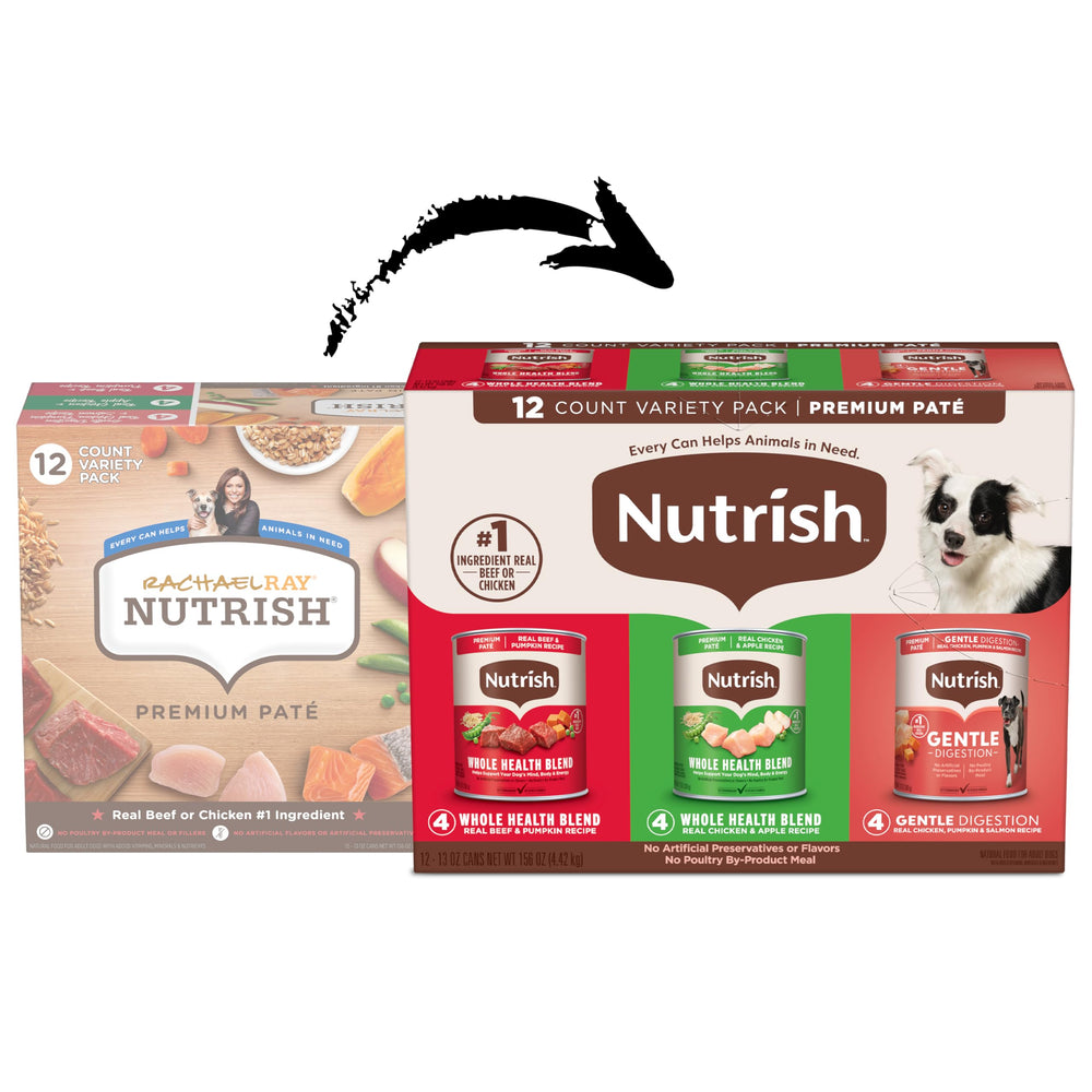 Nutrish Gentle Digestion pumpkin salmon pate can for flavor variety.