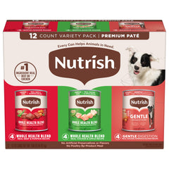 Nutrish Gentle Digestion real chicken pate can for lean muscle support.