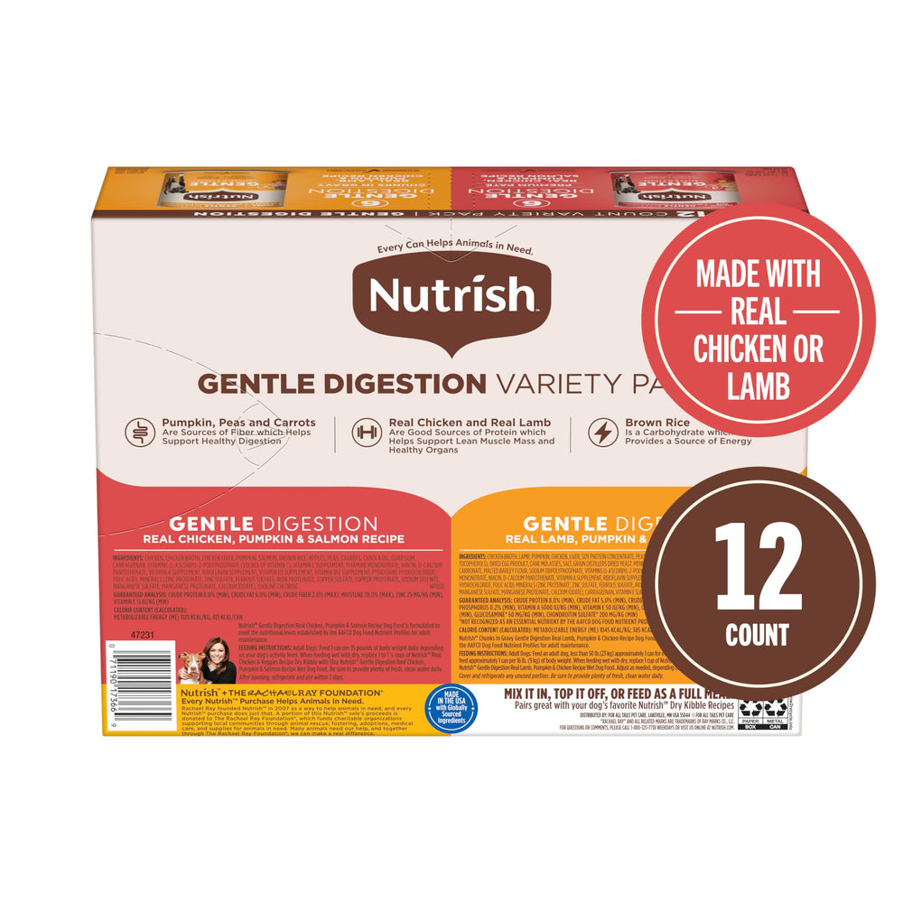 Nutrish Gentle Digestion real lamb pumpkin can focusing on protein and fiber pieces.