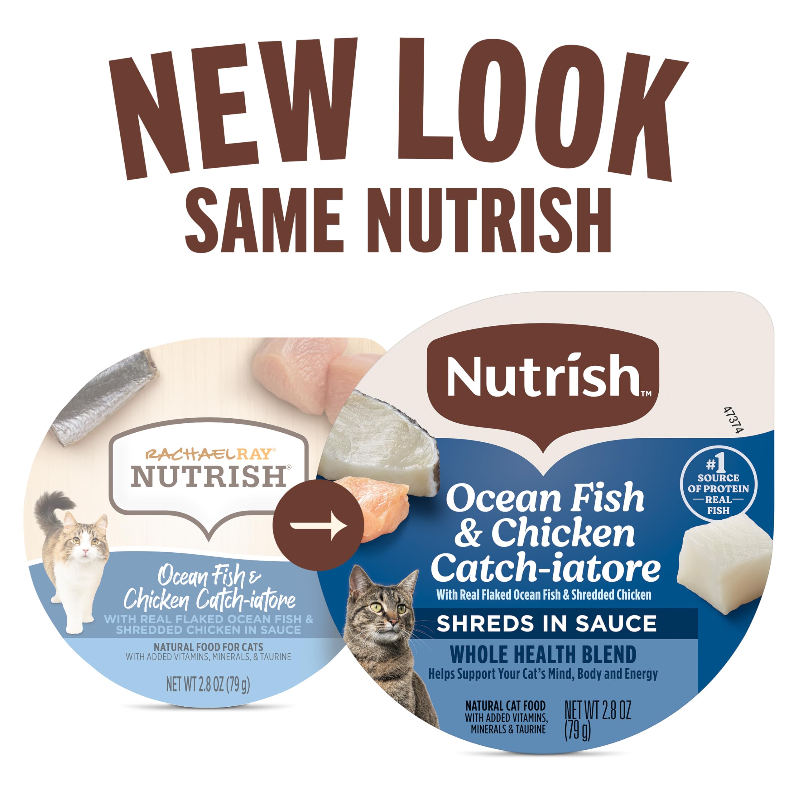 Nutrish Ocean Fish & Chicken Catch-iatore real flaked ocean fish as the main protein.