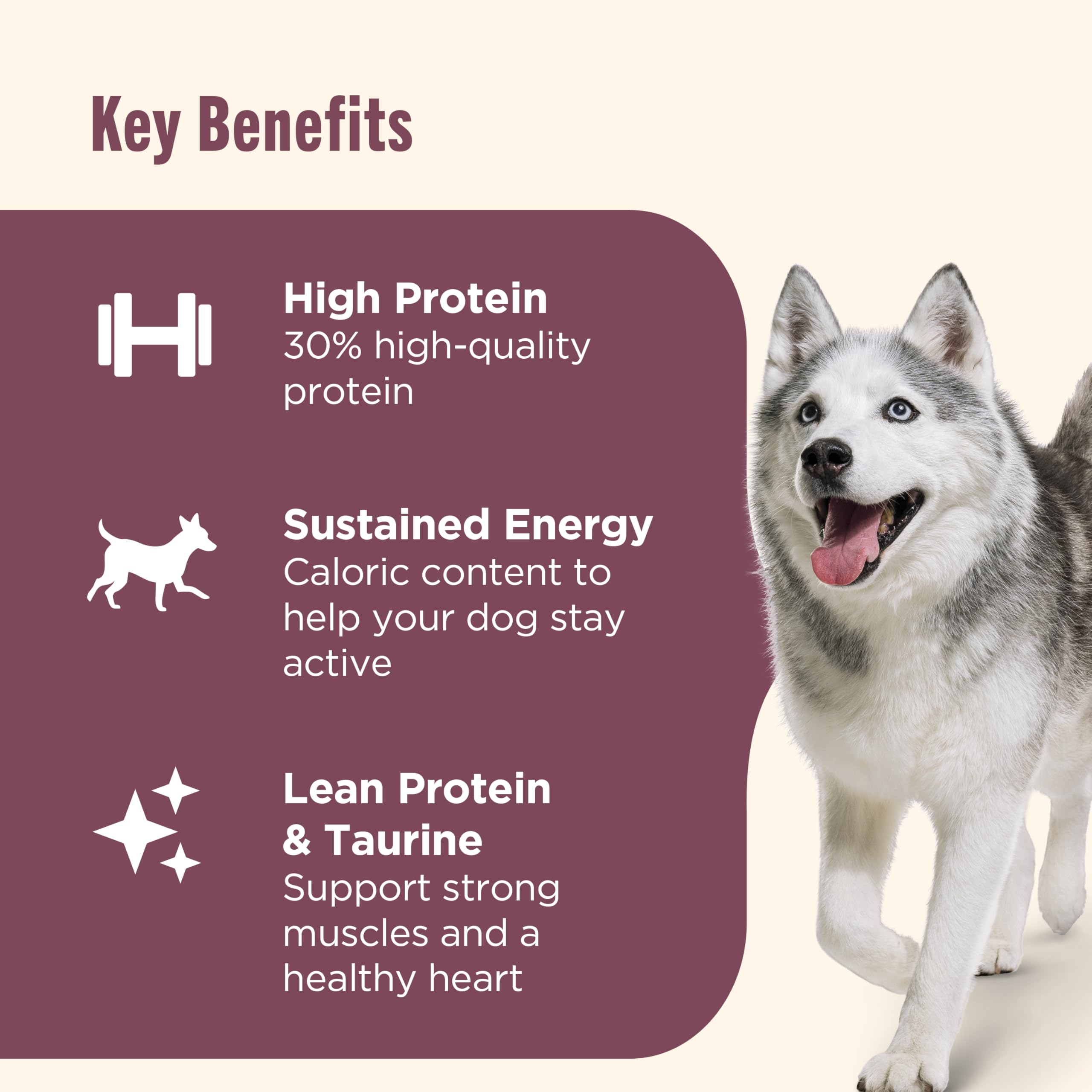 Nutrish Peak taurine-added formula supports heart health and vitality.