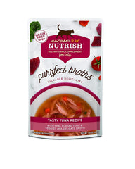 Nutrish Purrfect Broths tuna pouch open with real tuna and broth for hydration