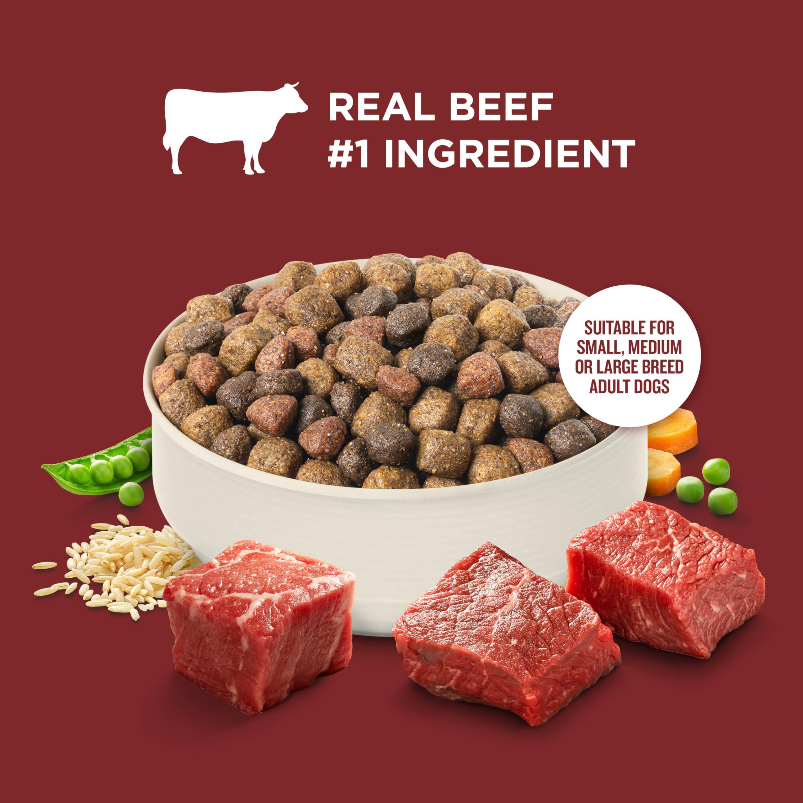 Nutrish Rachael Ray beef ingredients close-up highlighting real beef flavor