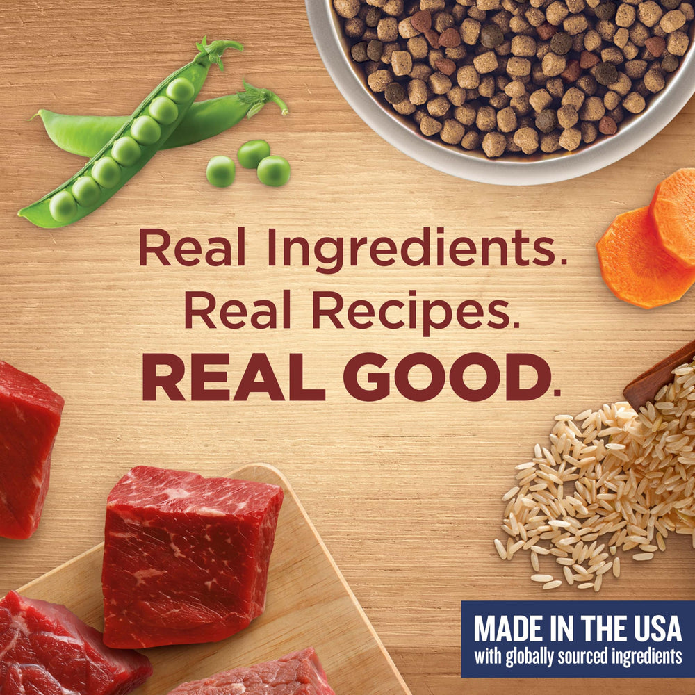 Nutrish Rachael Ray feeding time tips graphic emphasizing portion guidance for adults