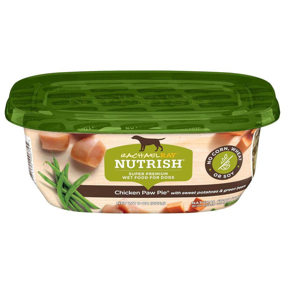 Nutrish Rachael Ray Paw Pie tub front with real chicken and veggies for protein