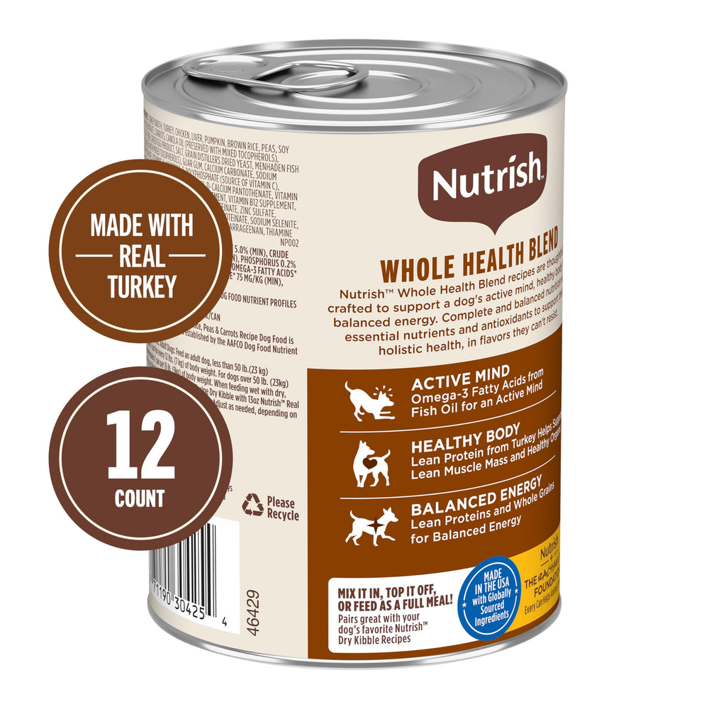 Nutrish real turkey with brown rice formula in wet food for balanced energy