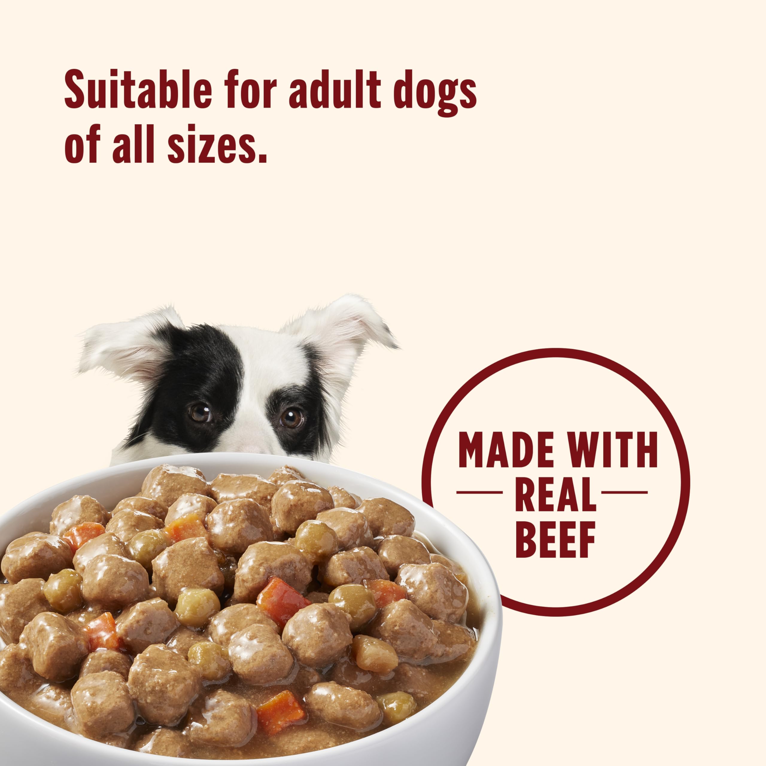 Nutrish Real Beef & Veggies recipe can with gravy presented in a bowl