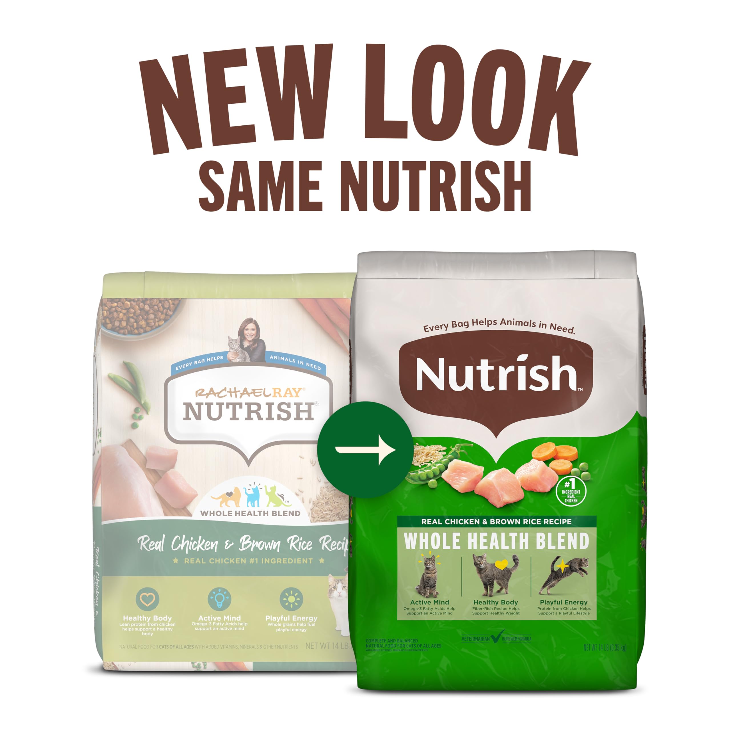 Nutrish real chicken as first ingredient supports lean muscle in cats