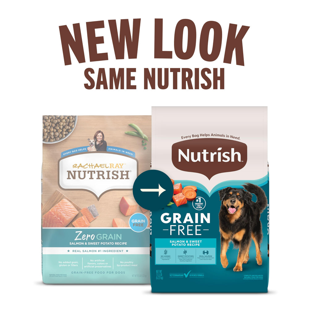 Nutrish real salmon is the primary ingredient supporting lean muscle in dogs.