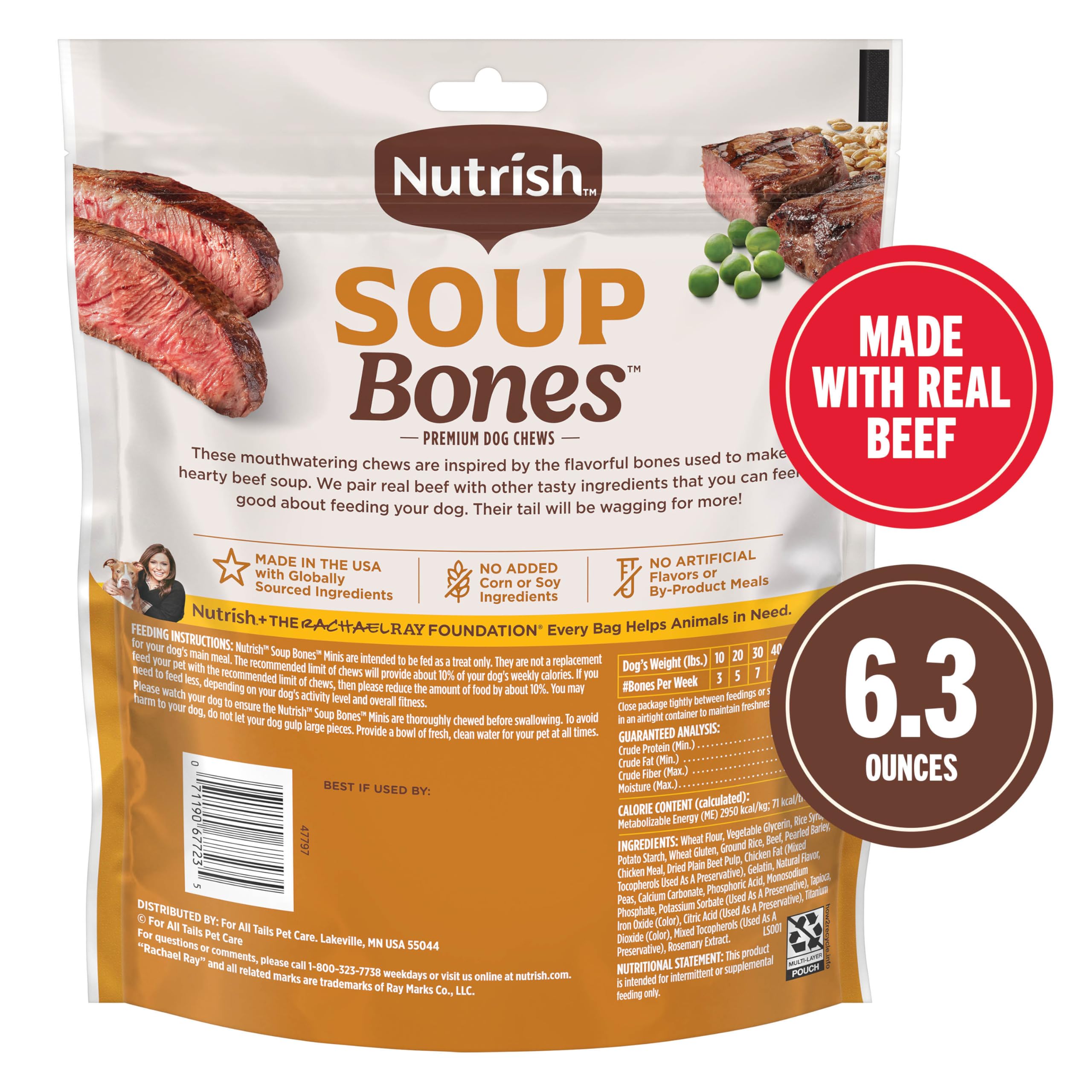 Nutrish Soup Bones Minis 6.3-ounce pouch for convenient storage