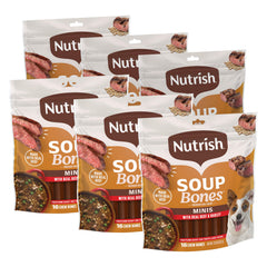 Nutrish Soup Bones Minis front view showcases real beef flavor for small dogs.