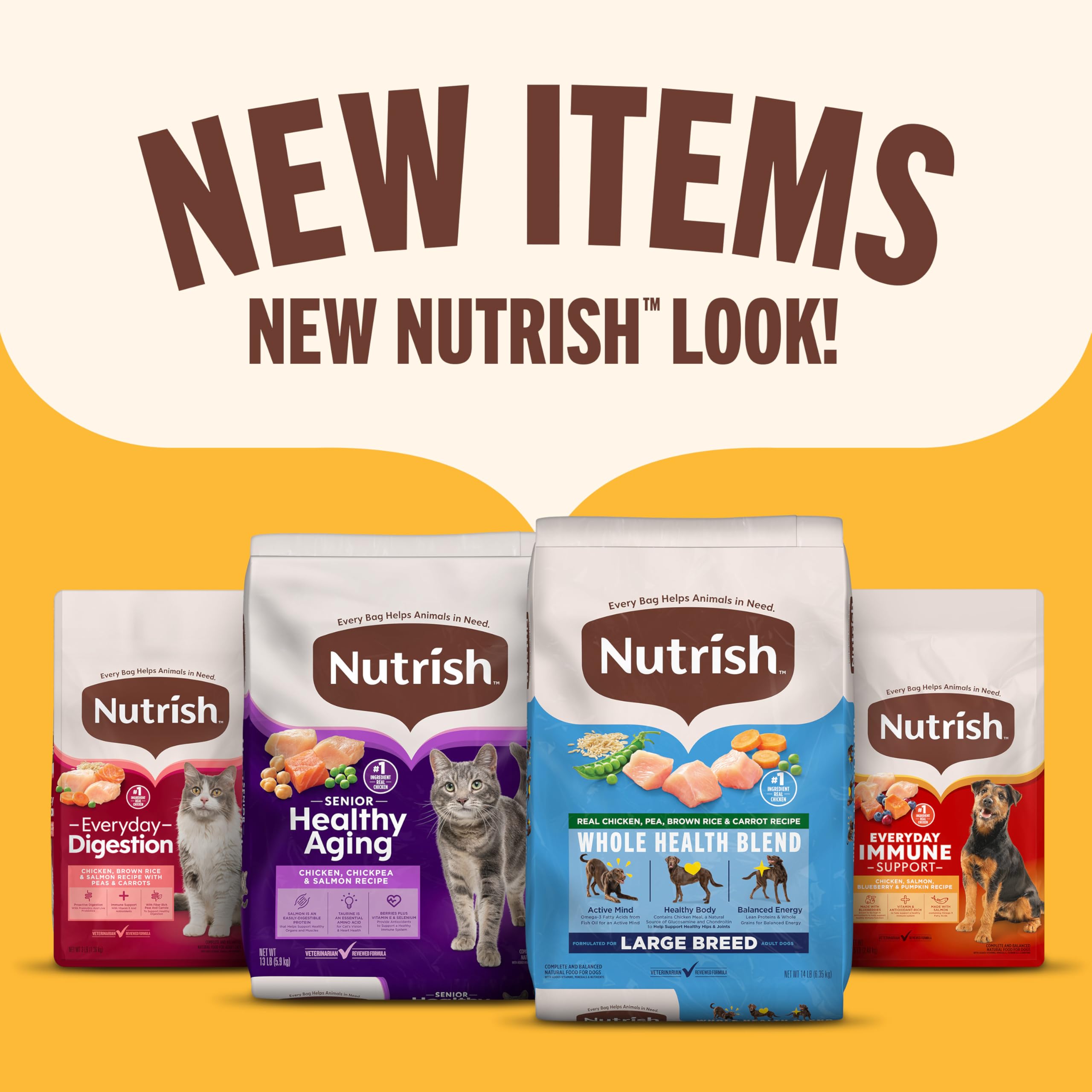 Nutrish Soup Bones Minis multipack corner shows six resealable bags for extended freshness.