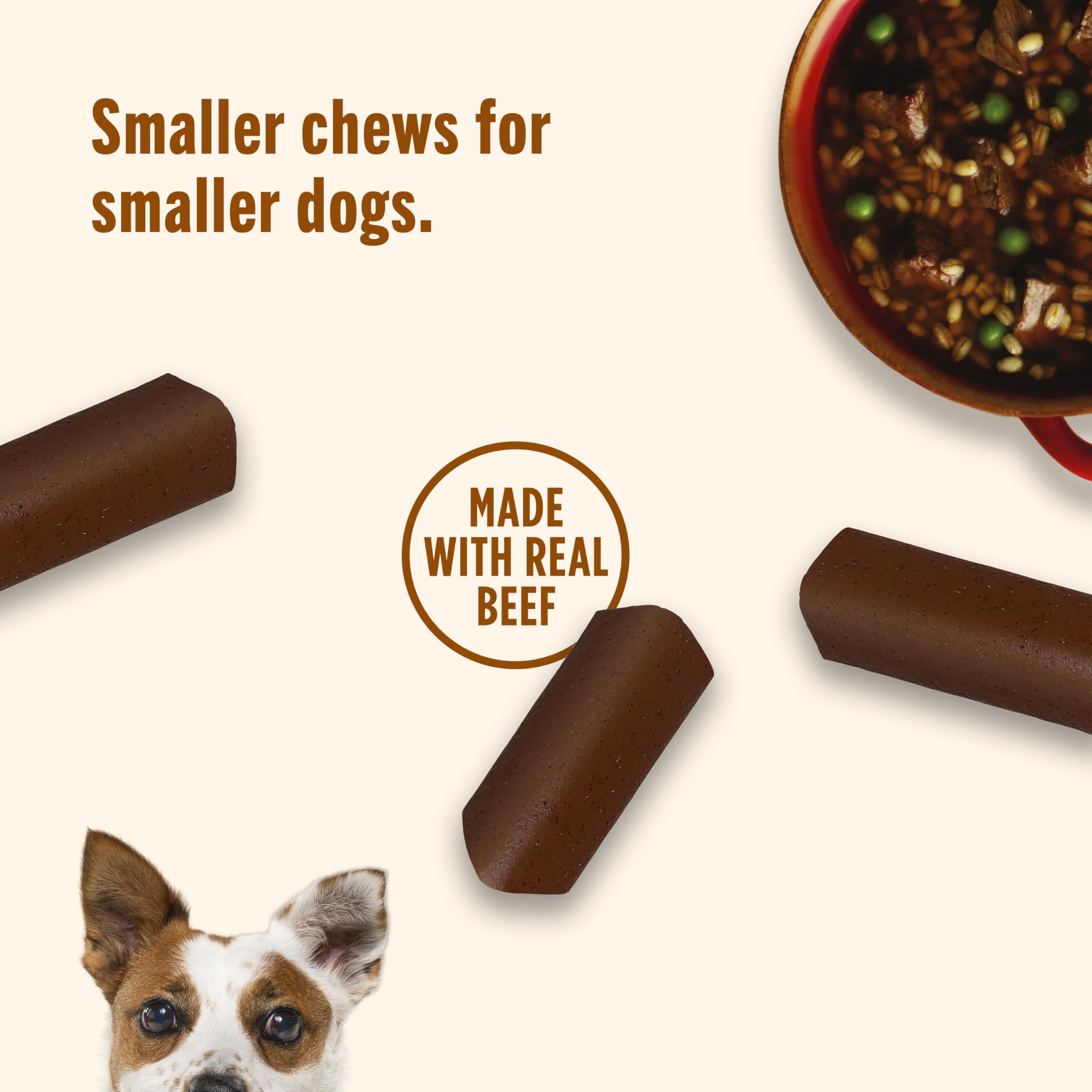 Nutrish Soup Bones Minis small dog chews suitable for gentle nibbling sessions.