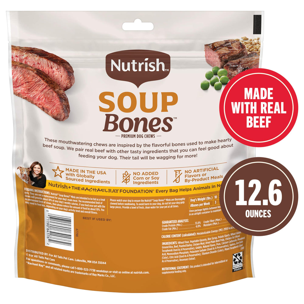 Nutrish Soup Bones Minis texture closeup shows easy-to-chew design for gentler gums.