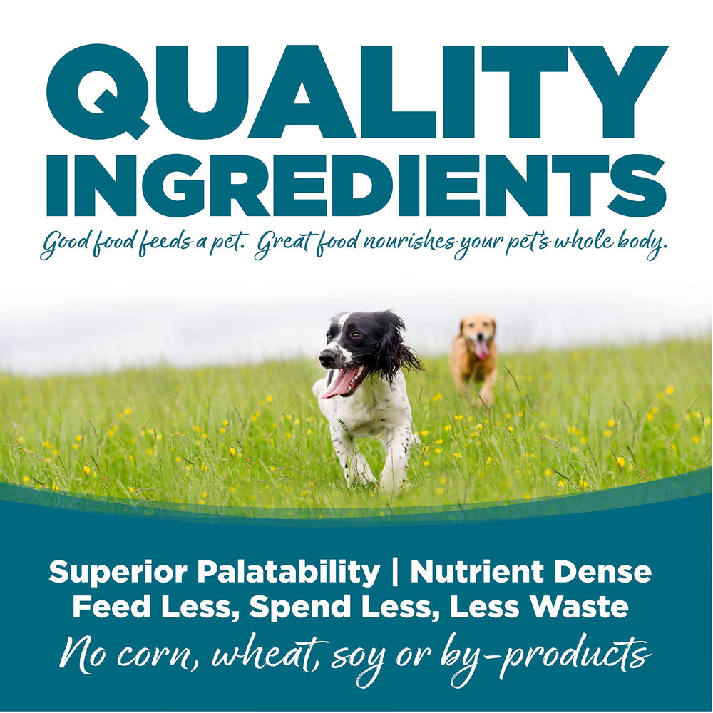 NutriSource dog kibble with visible ingredients and prebiotic-probiotic blend