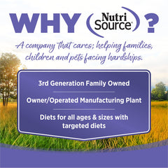 NutriSource Puppy omega DHA formula supporting coat health and development.