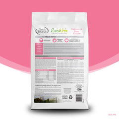 NutriSource Pure Vita kibble close-up with salmon bits and peas—appealing texture for fussy eaters.